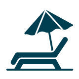 Lounger with umbrella icon